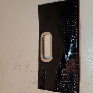 Black faux leather clutch